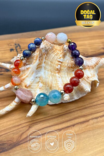 Balzamin Design Aura Denge Natural Stone Bracelet – Agate, Sunstone, Amethyst...