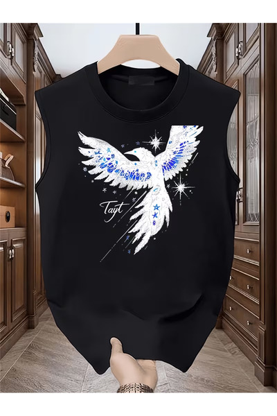 bellanova Silatrend Men's Black Original Printed Oversize Cut Cotton Crew Nec...