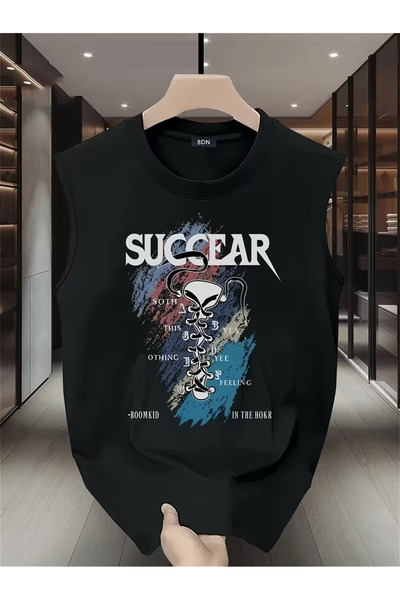 CLASSY.MODA Men's Sports and Casual Stylish Printed Cotton Fabric Black Fitne...