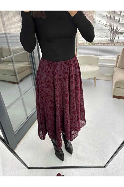 IŞILDA FASHION Asimetrik dantel etek