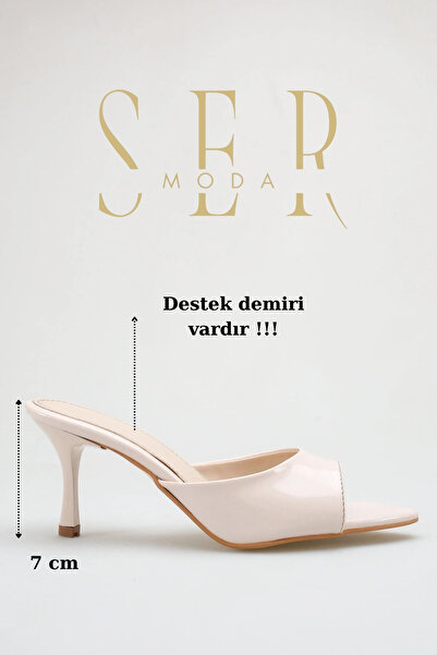 sermoda Heeled Women's Slippers - 7 cm Thin Heeled Pointed Toe Women's Slippe...