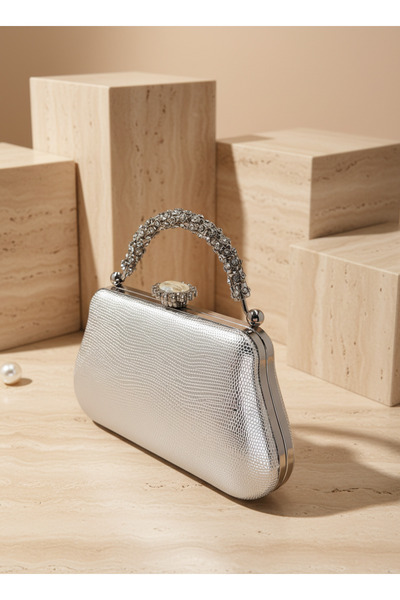 Biçanta Silver Color Snake Shell Pattern Chain Strap Women Evening Dress Bag ...