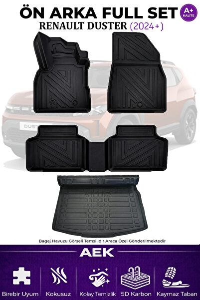 AEK Modern RENAULT DUSTER 2024+ 5D KARBON PASPAS TAKIMI +3D PVC ALT BAGAJ HAV...