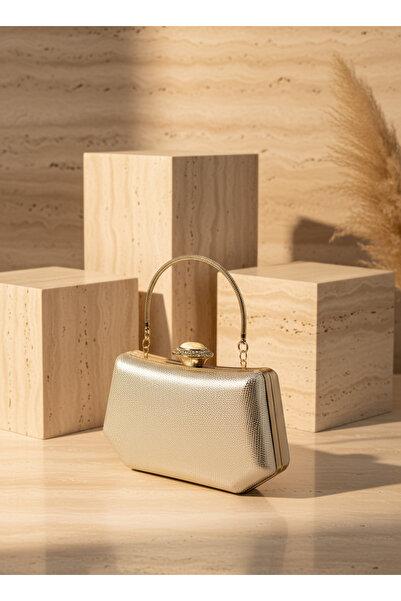 Biçanta Gold Color Snake Shell Pattern Chain Strap Women Evening Dress Bag We...