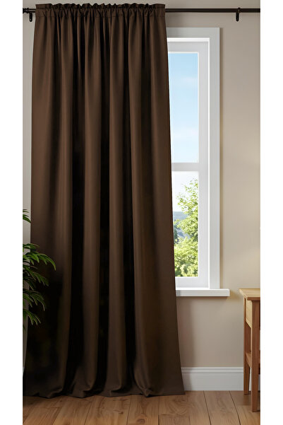 MRC Tekstil Coffee Color Thermal Blackout Light-Proof Blackout Satin Curtain ...
