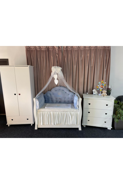 PeppiBambini Personalized 7-piece cot bedding REGAL Blue -