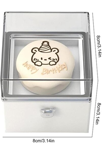 Generic علبة خواتم دوارة على شكل كعكة عيد ميلاد وشمعة، علبة خواتم للصداقة قاب...