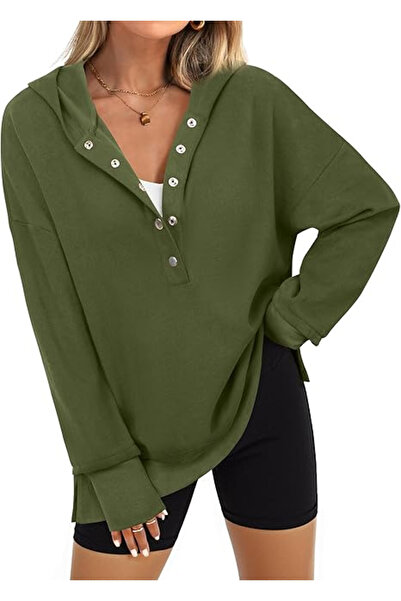 OEM Bluză lejeră pentru femei, pulover respirabil, decolteu în V, verde, mări...