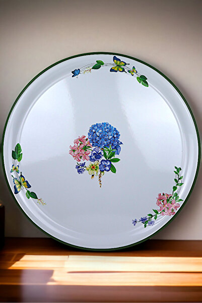 ozbience Modern 70 No Emaye Sini ve Yemek Sunum Tepsisi, 68 cm yer sofrası