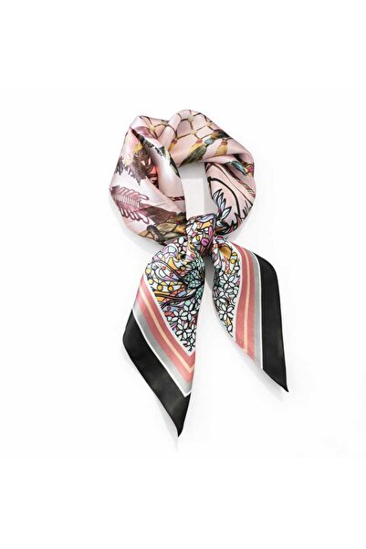 Lunaris Esarfa dama matase naturala 100% 65x65cm model floral roz