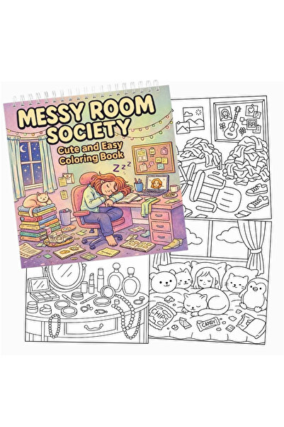 OBRO Anti-Stress Coloring Book for Adults – Messy Room Society, Thick 160 GSM...