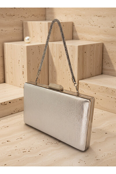 Biçanta Silver Color Snake Shell Pattern Chain Strap Women Evening Dress Bag ...