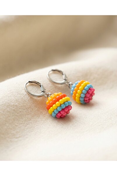 Craftique Colorful Beaded Ball Earrings – Vibrant Colorful Fun Everyday Earri...