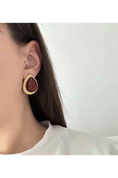 shop Vintage Gold Embellished Burgundy Earrings
