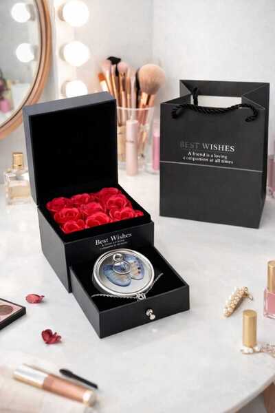 Kalpkutusu İstiridye İçinden Çıkan İnci Kolye & Yüzük Seti Sürpriz Takı Hediyesi