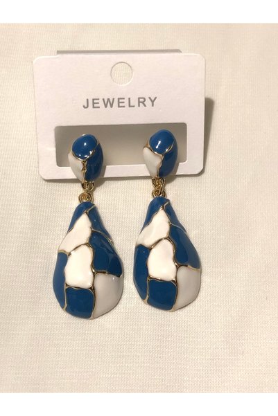 Home Blue White Gold Earrings
