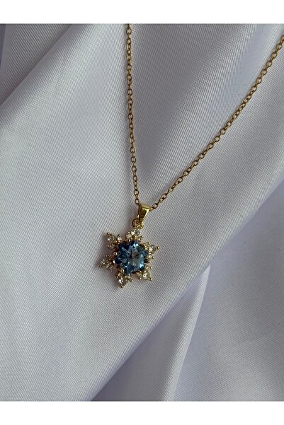 STOLIA Çelik Mavi Zirkon Taşlı Kar Tanesi Kolye