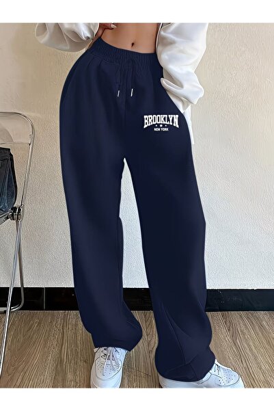 macklin Unisex Brooklyn New York Printed Baggy Cut Wide Leg Sweatpants