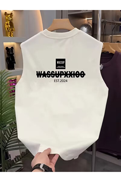 bellanova Sila Trend Men's White Original Printed Oversize Cut Cotton Crew Ne...