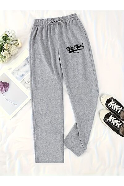 macklin Unisex New York Brooklyn Printed Baggy Cut Wide Leg Sweatpants