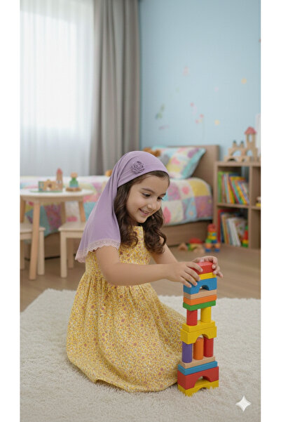 tayuya Özel Tasarım Kız Çocuk Bonesi - Şık Dantel Detaylı Viskon Üçgen Bone