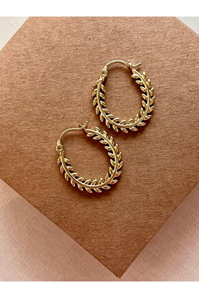 Altın Kaplama Premium Seri, Gold Rengi, Yaprak Form Küpe
