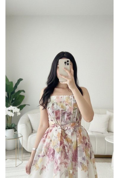 alqarat Pastel Bloom Midi Dress - Spring Elegance