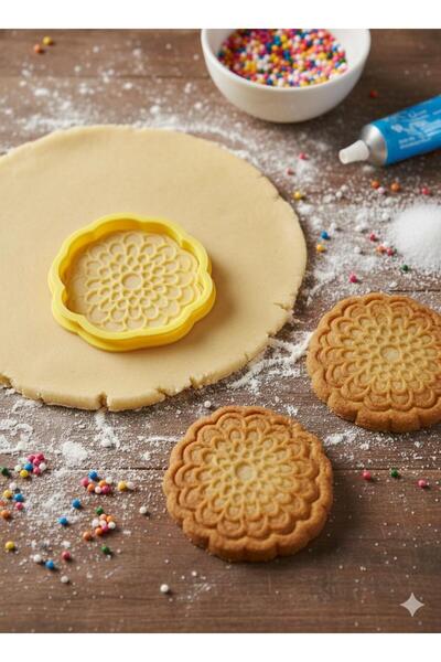 Onflow قالب كعك دائري بنقوش زهور - قالب فوندان وعجينة السكر مطبوع عليه تفاصيل...