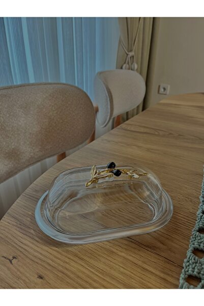 ENESKRİSTAL Gümüş Tereyağlık sununluk zeytin model