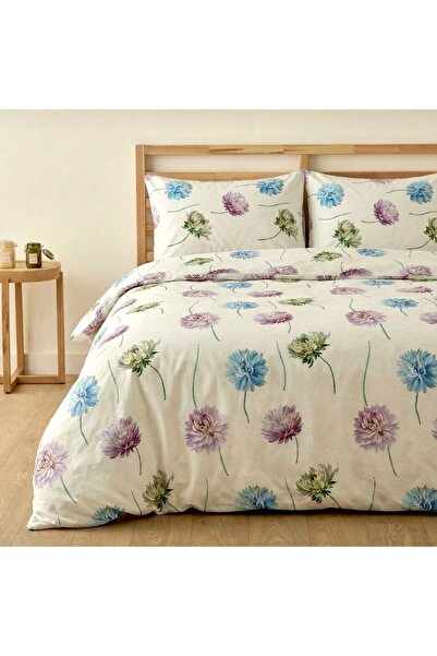 Prime Sleeks Modern Floral Patterned 100% Cotton Double Duvet Cover Set with ...