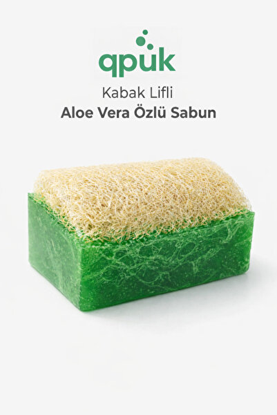 qpuk Aloe Vera Özlü Kabak Lifli Sabun – Şeffaf Doğal Peeling Sabunu 120 g