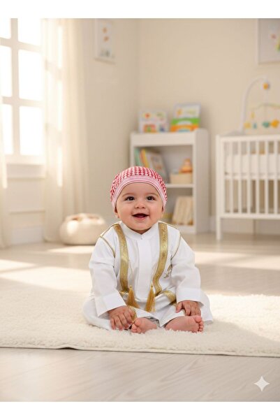 SADEN ثياب مع مشلح و سكارف احمر (3قطعة)