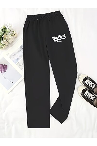 macklin Unisex New York Brooklyn Printed Baggy Cut Wide Leg Sweatpants