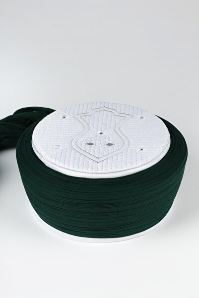 Sarıkhane Namaz Sarığı - Yeşil Kumaş - Beyaz Takke - Düz Sarım - Nâli Şerif -...