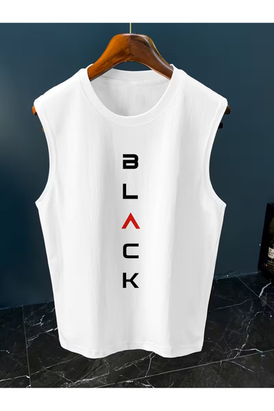 CLASSY.MODA Men's White Original Printed Oversize Cut Cotton Crew Neck Unders...