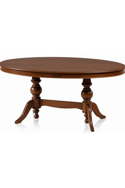 Masifart Rozet 170 cm Çift Ayaklı Oval Yemek Masası