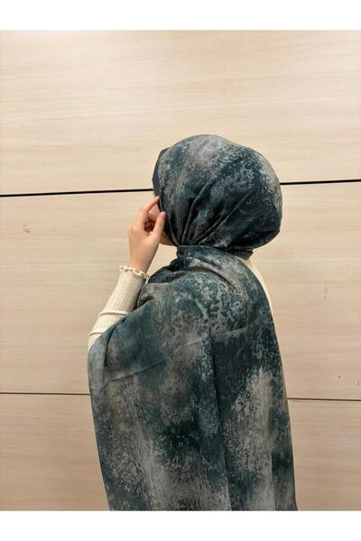 Karfa Scarfs Şal & Eşarp Yeşil Duman Desenli Bambu Kraş Şal – Soft Dokulu Gün...