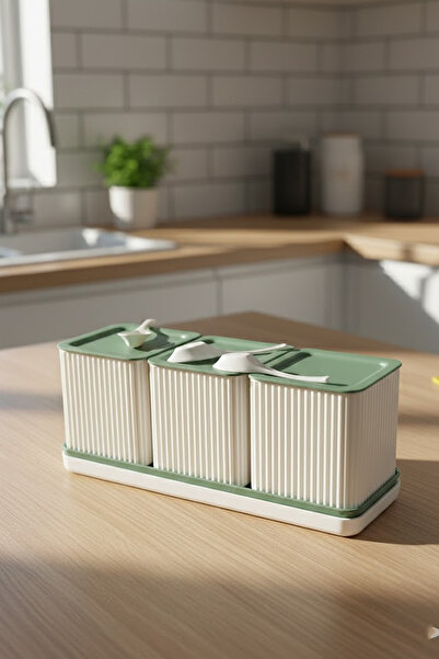 Nuha Home Standlı 3’lü Kaşıklı Baharatlık Seti