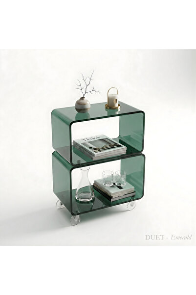 TUVA DUET | İki Katlı Tekerlekli Modern Pleksi Yan Sehpa /Servis Araba/ Komod...