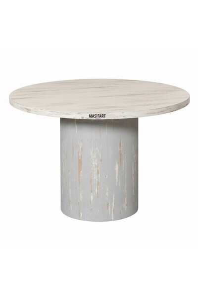 Masifart Taus 140 cm Meşe Geniş Silindir Yuvarlak Yemek Masası