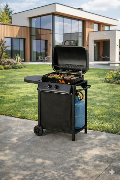 Padilon Gazlı Mangal 2 Brülörlü Barbekü 50x36 cm Izgara Alanı Bahçe & Teras M...