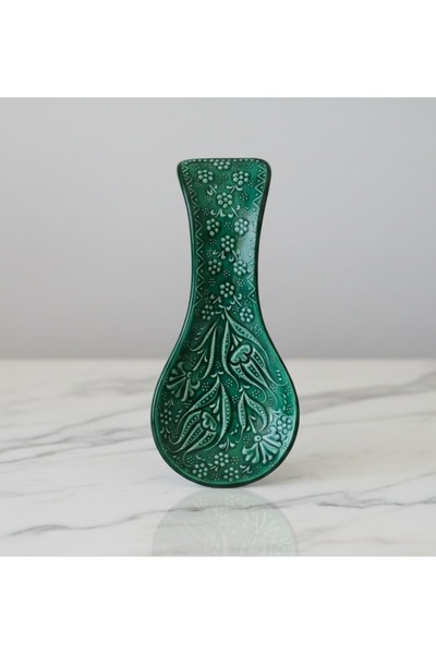 Artiser Turquoise Ceramic Spoon Rest, Hand-Painted Turquoise Ceramic Spoon Re...