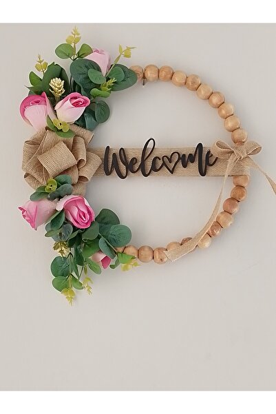 JollyShop Pembe gül okaliptüs kapı süsü