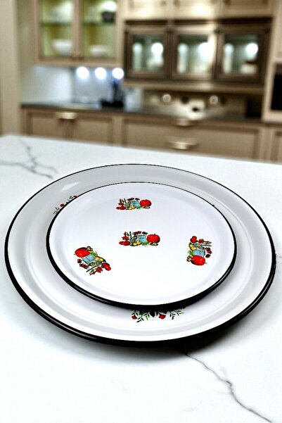 ozbience 70x50 cm Emaye Sini, Yemek Sunum Tepsisi, Çinko Yer Sofrası