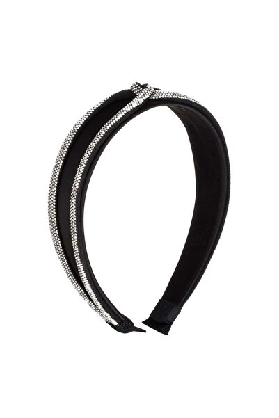 OEM Wide Black Hair Crown with Silver Rhinestones for Women