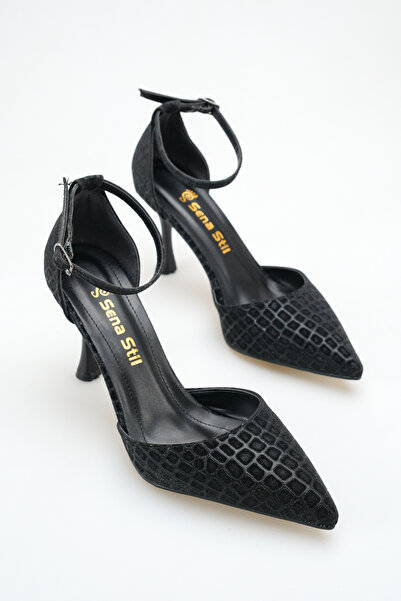 SENASTİL Special Design Ankle Strap and Crocodile Evening Dress Heeled Women'...