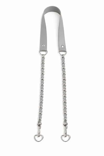 Nildenhobim Gray Faux Leather Bag Strap with Silver Color Chain 115 cm Compat...