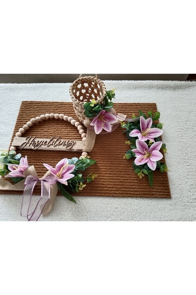 JollyShop Hasır sepet paspası Zambak paspas seti