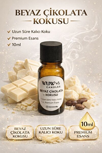 WUW CANDLES Beyaz Çikolata Kokusu – Premium Esans | 10 ml - Mum Parafin Sabun...