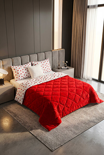 DONATEV "Gifted" Premium Heart Double Wellsoft Quilt Set 195X215 cm